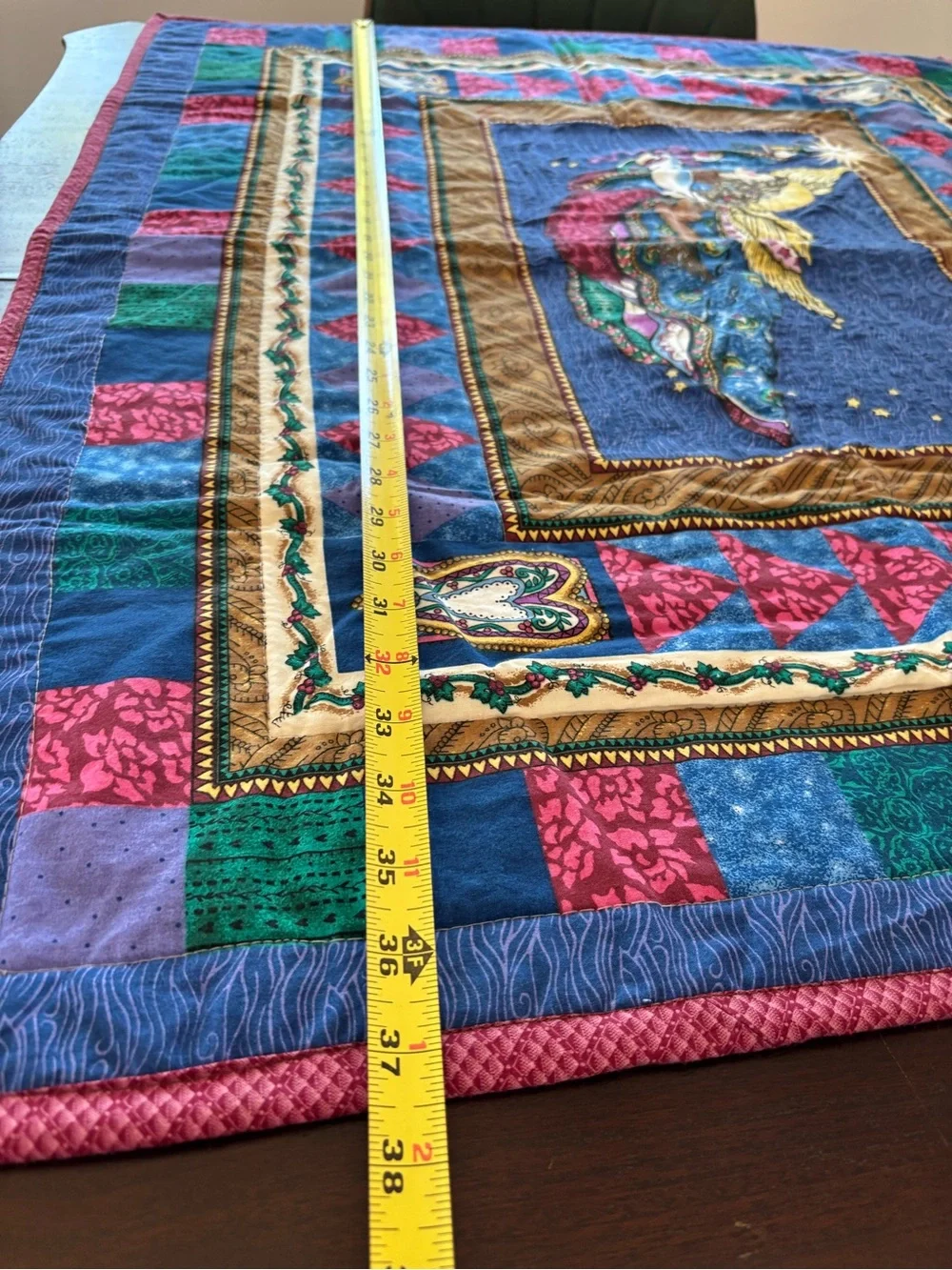 Vintage Y2K Daisy Kingdom Gilded Angel Completed Quilt 1996 Angel Wall Hanging